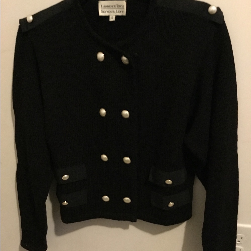 Vintage Black Knit Jacket, by LAWRENCE RICH | SEYMOUR LEVY Size S - Picture 2 of 3